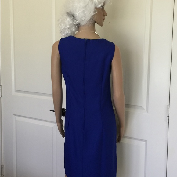 Bentley Blue Dress Sz4 Sleeveless Square neck Zip - Picture 4 of 7